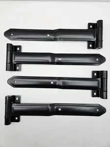 Black Aluminum Cargo Trailer RV Door 16" Strap Hinges / 4 Pack / Offset Bent Hinges