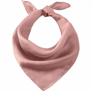 100% Mulberry Silk Square Scarf 16 Momme Soft Satin Bandana for Hair Neck & Bag Elegant Lightweight Scarf for Women in Peach Color