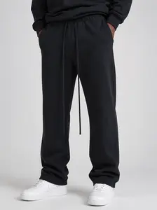 Men's Fleece Baggy Sweatpants Wide Leg Barrel Sweat Pants Lounge Athletic Gym Pants with Pockets