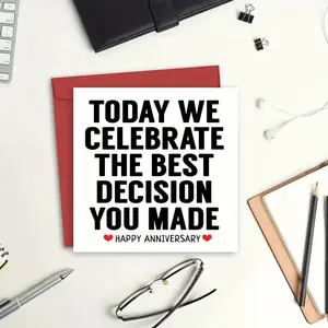 Anniversary Card for Husband or Wife, Positive Message Card, Custom Message Card, 1 Piece Marriage Slogan Gifts, Anniversary Happy Card