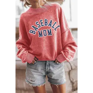 BASEBALL MOM Graphic Drop Shoulder Sweatshirt Cotton Sleeve