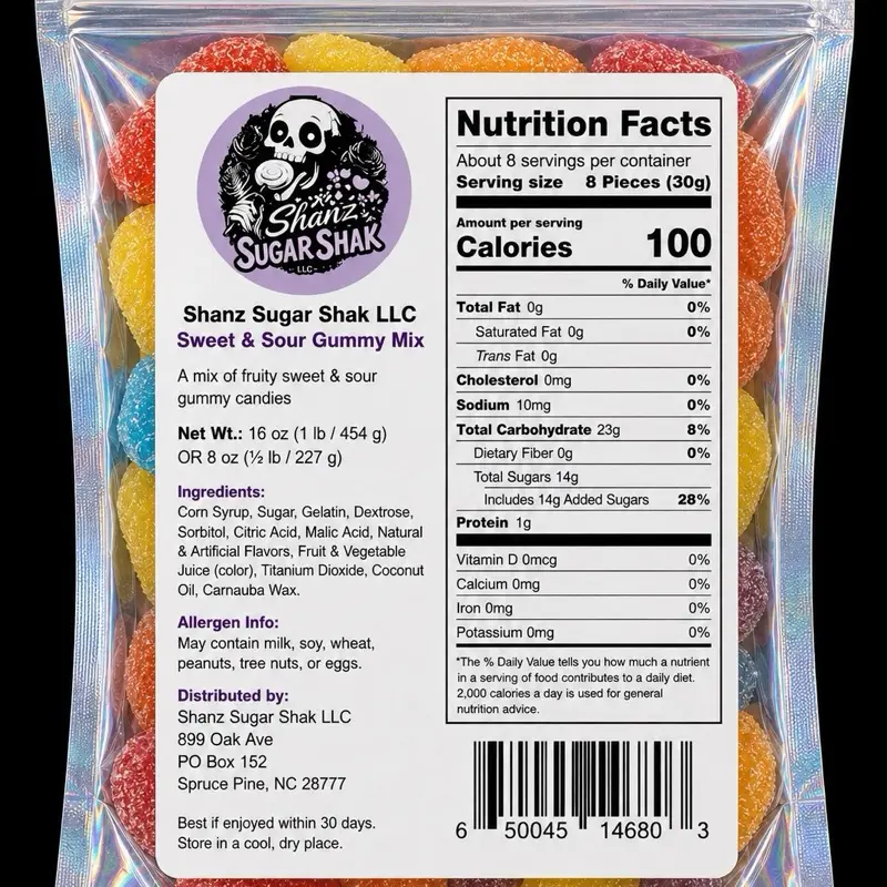 Custom Gummy Mix Candy – 1 lb Bag | Sweet, Sour, or Combo