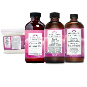The Wellness Obsessed - Black Seed Oil Organic, Castor Oil & Cayenne, Organic Castor Oil, Wool Flannel for Castor Oil