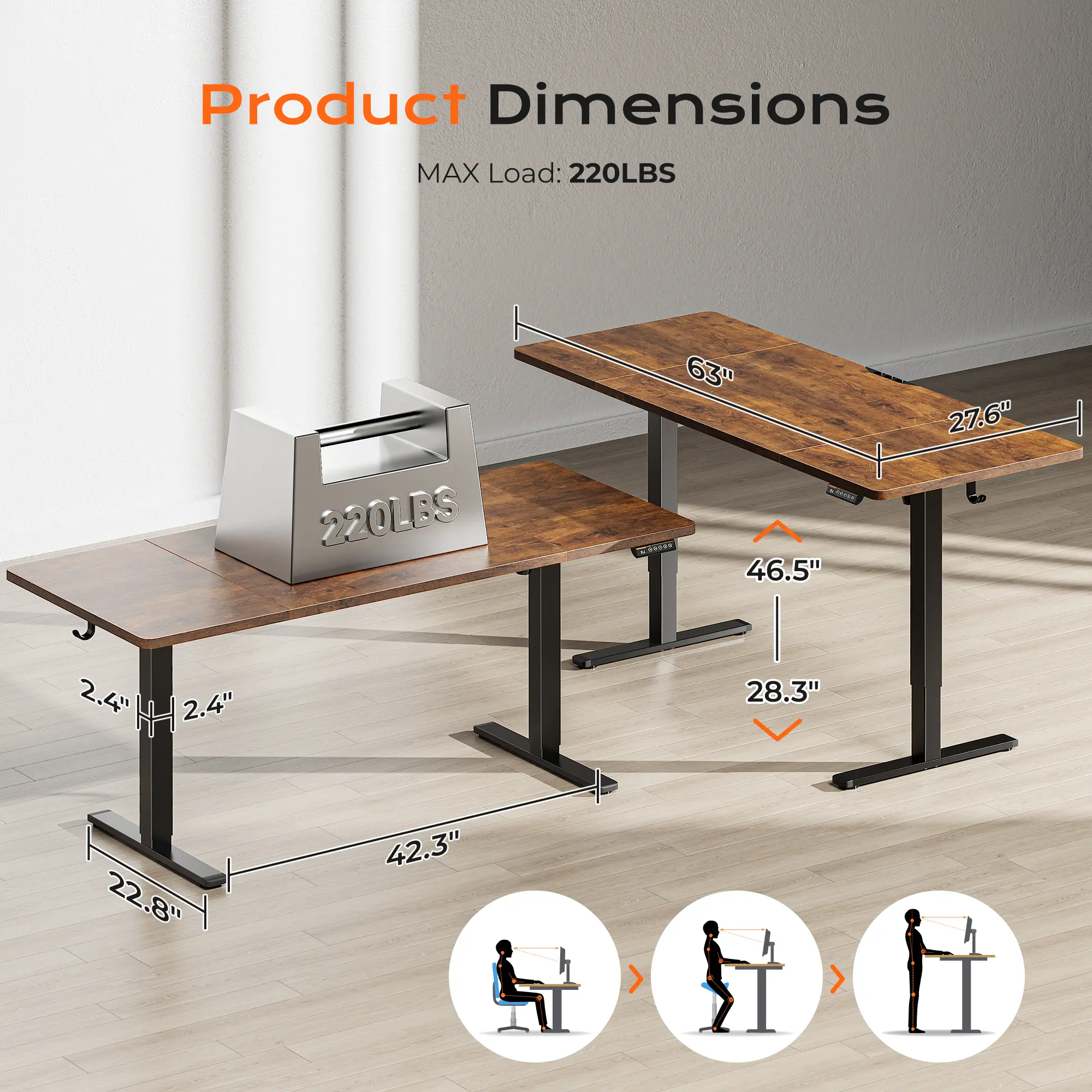 63 x 28 Rustic Brown