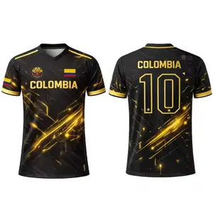 Colombia Inspired Black Gold Soccer Jersey, Football Style Shirt, Colombian Pride Fan Apparel, Sports Tee for Men Women