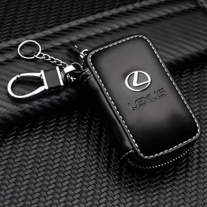 Lexus Leather Car Key Case, Car Key Holder, Car Key Accessory, Multifunctional Key Storage Protector, Durable Scratch-Resistant Portable Key Cover, Exclusive Logo Decoration