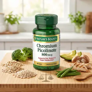 Nature’s Bounty Chromium Picolinate 800 mcg - Supports Sugar, Fat & Protein Metabolism - 50 Tablets
