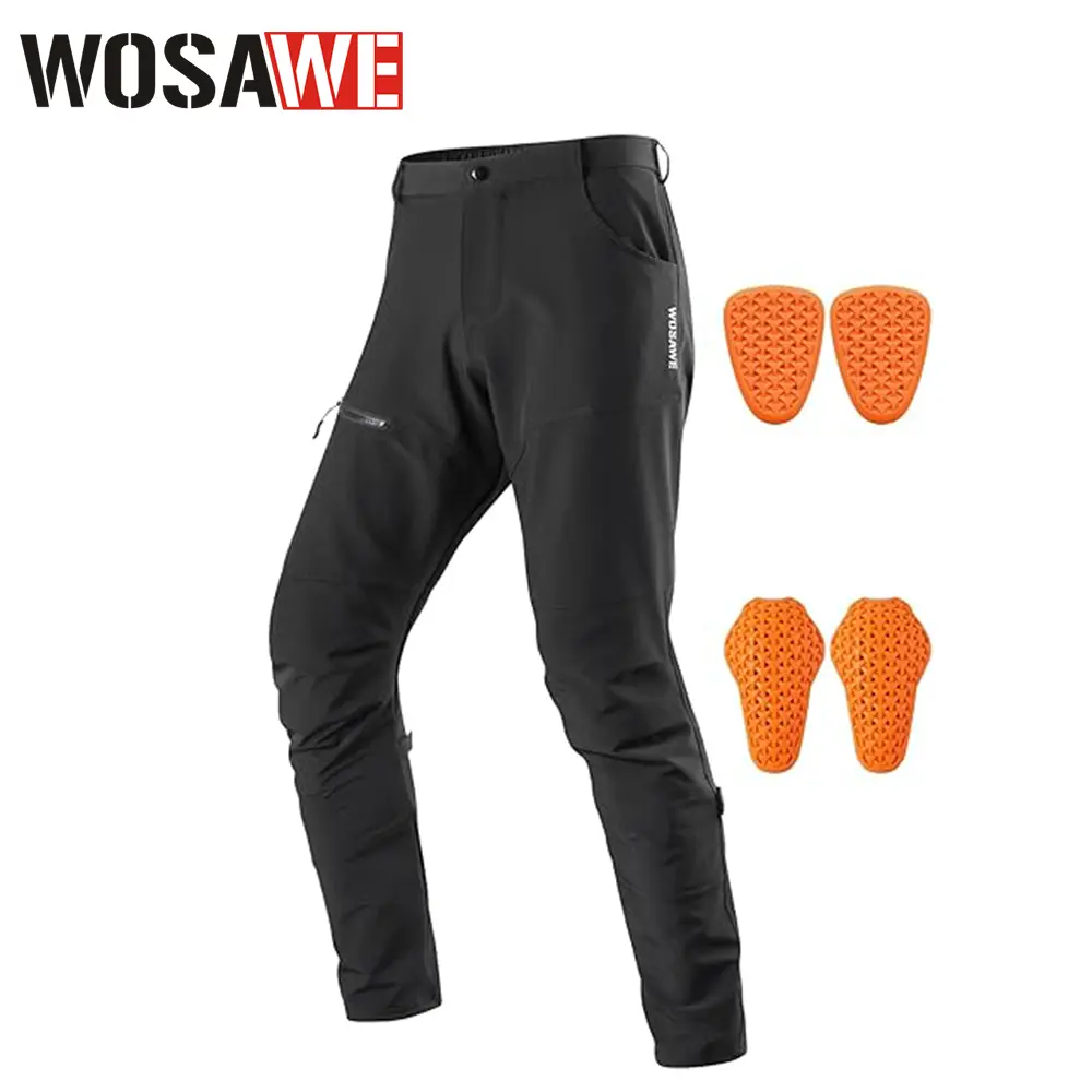 WOSAWE Men's Motorcycle Protective Pants for Motorcyclists, with Removable CE Pads, Reflective Strips, Snap Button Closure, Suitable for MTB, Downhill (XXL, 3XL)