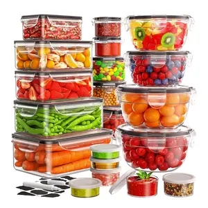 40 PCS Food Storage Containers with Lids Airtight (20 Lids &20 Containers) - Leakproof Meal-Prep Containers for Kitchen Storage Reusable Plastic Microwave/Dishwasher Safe with Labels & Pen