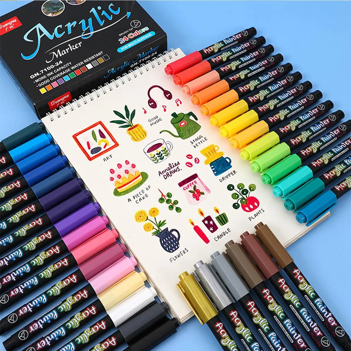 Acrylic Marker Pen (100pcs), Quick Drying Acrylic Marker Pen, Art Marker Pen for Rock Painting, Ceramics, Woodworking, Calligraphy, Scrapbooking, Card Making, DIY Projects, School Supplies, Creative Gifts