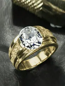 Men's Fashion Elegant Zircon Ring, Business Style Wedding Engagement Party Jewelry Gift, Simple Design for Men