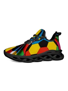 Unique Fashion Kaleidoscope Low-Top Casual Shoes, Colorful Geometric Art Design, Hollow Out Knit Structure, Comfortable Thick Sole