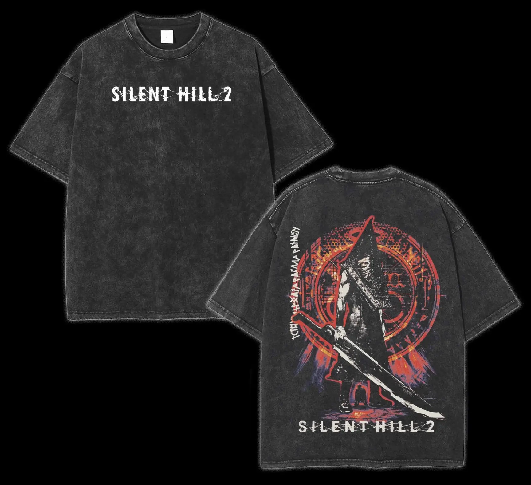 Silent Hill 2 T-Shirt Double Printed Unisex Acid Washed T-Shirt, Gift For Game Fan, Streetwear men gifts Clothes