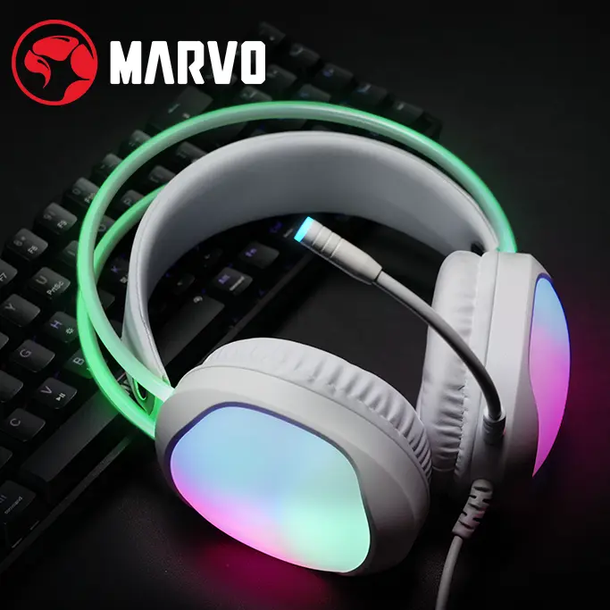 Authentic Marvo HG8959 Gaming Headset with Microphone – Wired, RGB-lit, featuring noise cancellation and surround sound; compatible with PC, PS5/PS4, laptops, Mac, and Nintendo devices