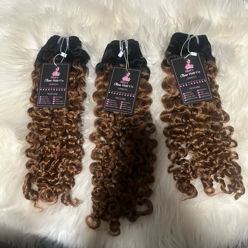 BrisRawHairCo Burmese Deep Curly Bundles 100% Human Hair Ombré Colored Bundles