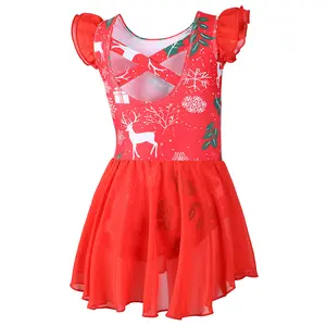 Ballet Leotards for Girls Ballet Leotard with Skirt Toddler Dance Leotards Flutter Sleeve and Criss-Cross Back