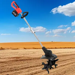 21V Cordless Tiller - 550W 300RPM, 16 Steel Tines, 9-in Width/Depth 4000mAh Battery