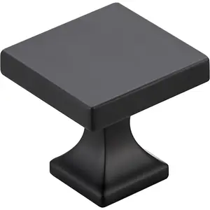 Matte Black Square Cabinet Knobs 10 Pack - Cabinet Hardware for Kitchen Cabinets and Drawers