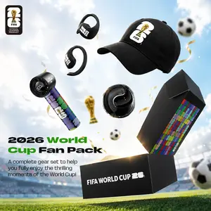 FIFA World Cup 2026 Gift Set: Baseball Cap + F04Fan + E02 Earphones. Features sun protection and cooling, Adjustable fan speed settings, and Hi-Fi audio with Bluetooth 6.0—the ultimate combo for watching matches.