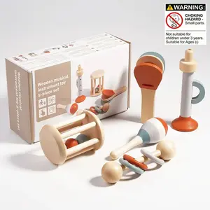 Musical Instruments for Toddler, 5 Pack Montessori Percussion Instruments Set, Wooden Baby Musical Instruments, Preschool Fine Motor Skills Development,Birthday Gift for Toddler