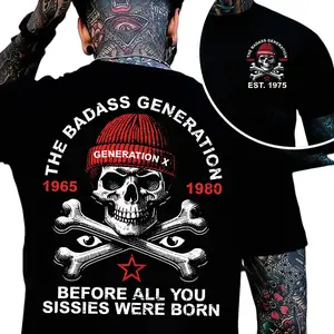 Generation X Custom Year Badass Generation T-shirt, Gen X FAFOT Shirt - 100% Cotton Top Unisex Comfort Womenswear Menswear, Custom Classic Collar Love Grey Hoodie