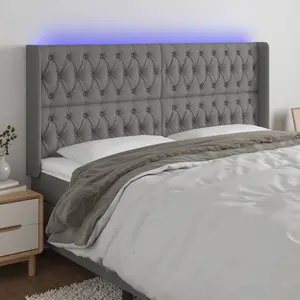 LED Headboard Dark Gray 64.2"x6.3"x46.5"/50.4" Fabric