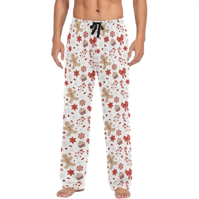 Christmas Gingerbread Man Mens Pajama Pants Lounge Men's Pajama Bottoms Soft Sleep Pants With Pockets