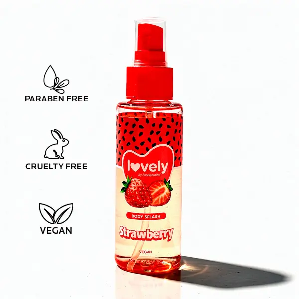 Face Beautiful Brazilian Strawberry Body Splash - Lightweight fruity fragrance mist for everyday freshness, post-shower spritz, long-lasting scent, 100 ml / 3.38 fl oz