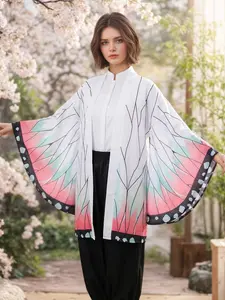 Demon Slayer Butterfly Ninja Cosplay Lightweight Breathable Sunscreen Women Cardigan, Suitable for Adult Anime Convention/everyday Wear