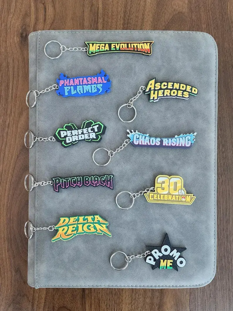 Mega Evolution Era Set Logo 3D Binder Pull Tags Label Keychains