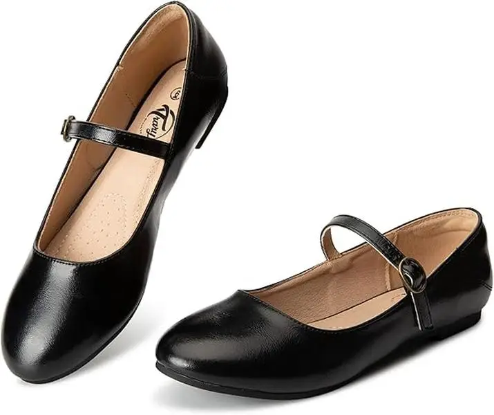 Trary Mary Jane Shoes Women, Women's Flats, Ballet Flats for Women, Round Toe Black Flats Shoes Women, Women Shoes Dressy Casual, Ankle Strap Flats fo