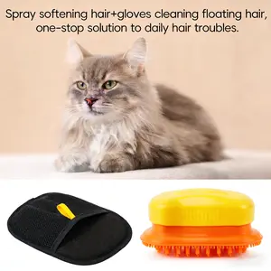 Pet Spray Massage Comb & Hair Removal Gloves 2-in-1 Set, Detangling and Deshedding for Dogs Cats, Clean Furniture Carpet