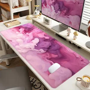 1pc Extra Large Pink - Purple Fluid Mouse Pad Artistic Desk Pad,Computer Keyboard Mousepad with Non - Slip Rubber Base Durable Stitched Edge Perfect Gift for Home, Office and Corporate Work Desk Accessories