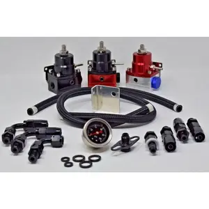 Adjustable EFI Fuel Pressure Regulator Kit W/ 160 PSI Gauge AN6 Hose Kit