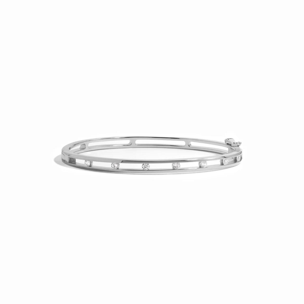 Studded Bangle Bracelet for Women – 14K Gold Plated 925 Sterling Silver | CZ Diamond Bangle | Elegant Stackable Jewelry