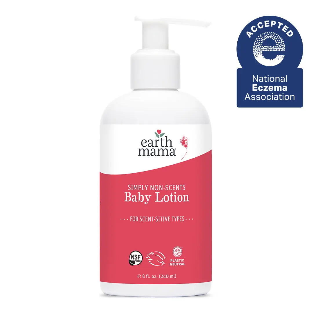 Earth Mama Simply Non-Scents Baby Wash + Lotion Set – 2-Piece Fragrance-Free Baby Skincare Set for Sensitive Skin