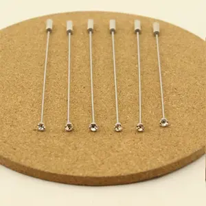 10Pcs 96mm Rhodium Color Crystal Rhinestone Length Head Pins Brooches With Stopper Safety Pin For DIY Jewelry Making Accessories