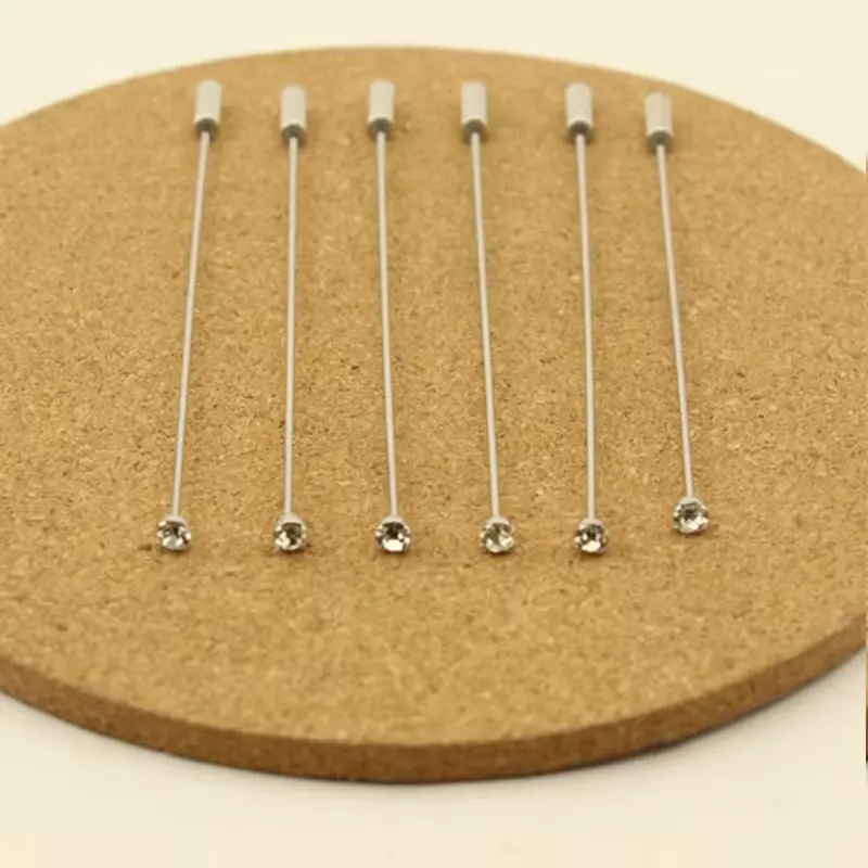 10Pcs 96mm Rhodium Color Crystal Rhinestone Length Head Pins Brooches With Stopper Safety Pin For DIY Jewelry Making Accessories