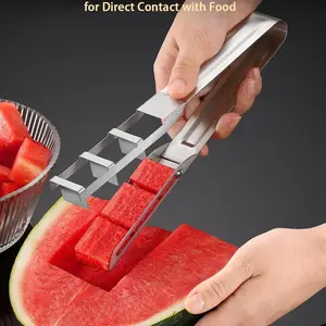 Stainless Steel Watermelon Square Slicer, Melon and Fruit Cube Cutting Tool, Salad Knife, Vegetable & Fruit Cubic Cutter, Ideal for Parties, Camping, Kitchen
