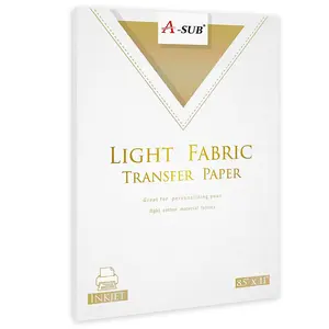 A-SUB Light Fabric Transfer Paper for Inkjet Printers, 20 Sheets, 8.5x11 Inches, Durable, Long Lasting Transfer, No Cracking, DIY Craft Paper
