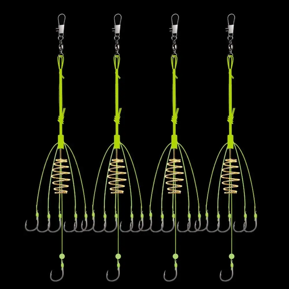 Fishing Feeder Carp Fishing Hooks with Fishing Spring Carp Feeder (Pack of 4)
