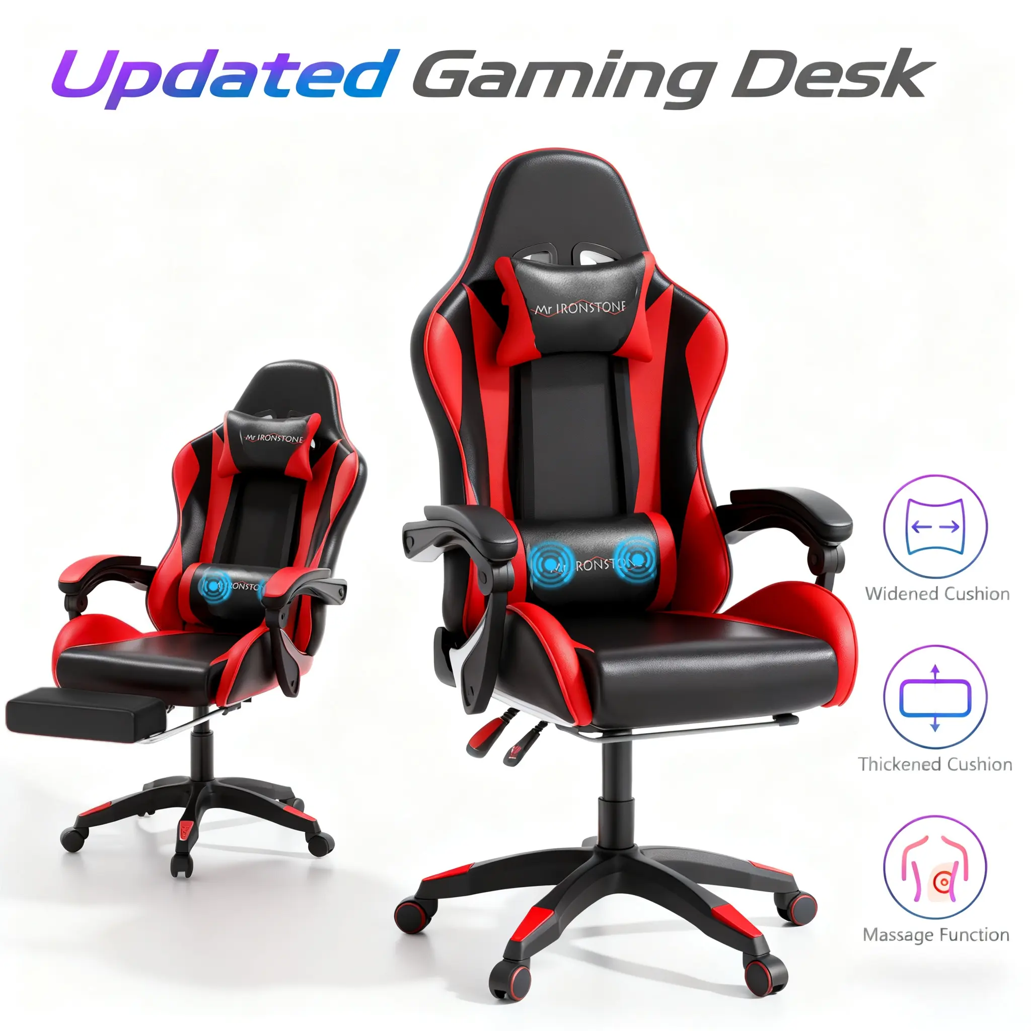 Red (No Led Lights No Speaker,2-Points Massage)