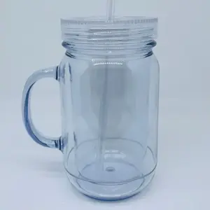 17oz Mason Jar Snow-Globe Tumblers, double wall insulated, DIY Drinkware, Reusable, Straw & box, Portable handle, large Mason jar snowglobe tumbler