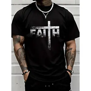 Men's Letter Print Round Neck Tee, Regular Fit Casual Short Sleeve Crew Neck T-shirt for Summer, Fashion Men's Top for Daily Wear, Athletic T Shirt
