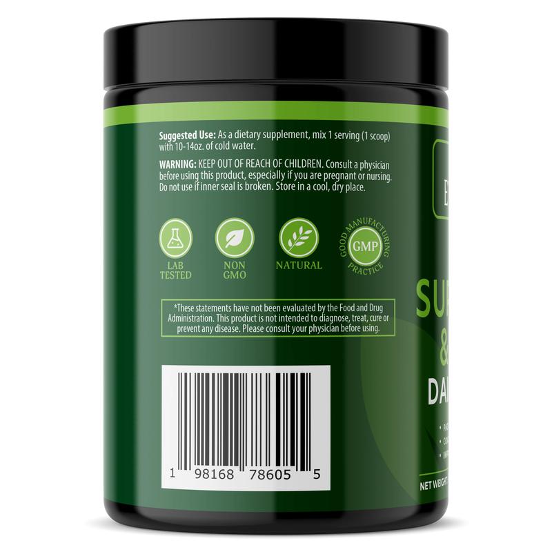 ETANATURE Superfoods & Greens Powder – Organic Blend with Wheatgrass, Spirulina, Probiotics, Enzymes & Adaptogens for Energy, Immunity & Gut Health – 396g Supplement