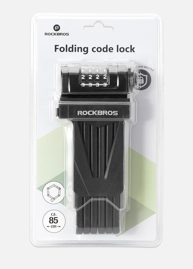ROCKBROS Folding Bike Lock Combination Bike Lock with Mount Electric Bike Lock Heavy Duty Anti Theft Bicycle Locks with Mounting Bracket 4-Digit Foldable Bike Lock