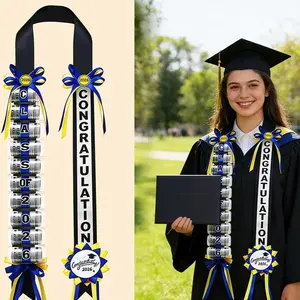 2026 Graduation Leis, Double Color Braided Ribbon Necklace with Candy, Grad Party Gift for Graduates tiktokshopspringglowup,summervibes