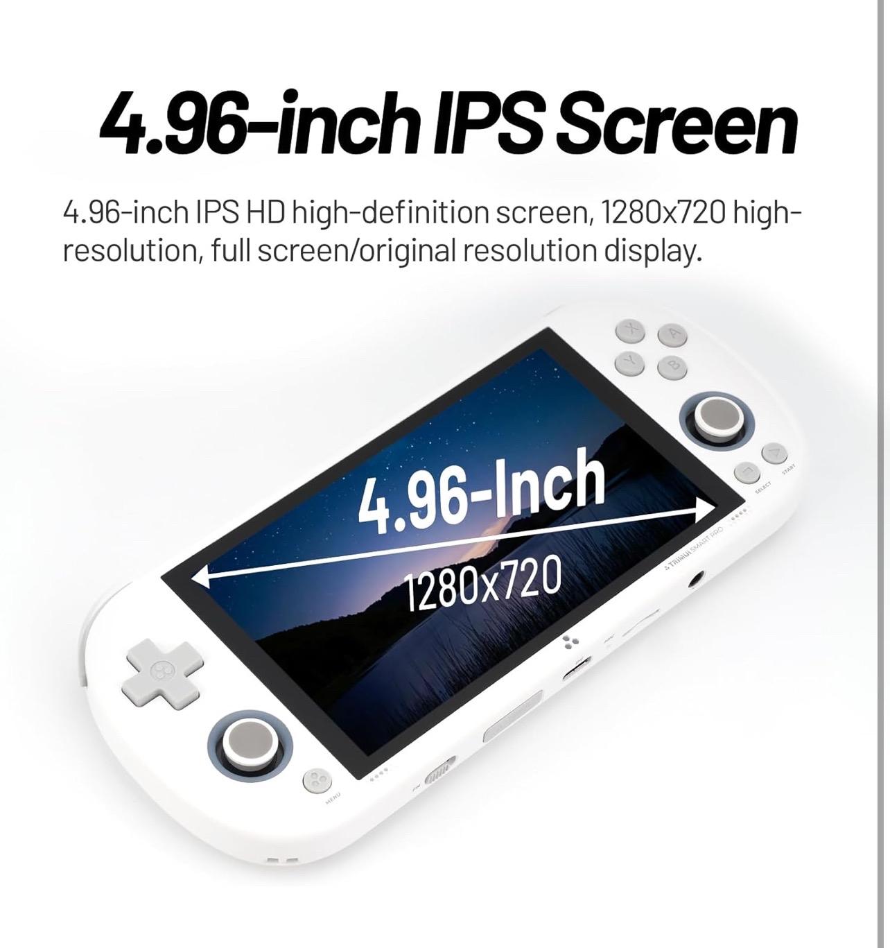 Trimui Smart Pro Handheld Game Console 64GB Linux System with 4.96"IPS Screen, Joystick, RGB Lighting & Retro Video Game Player Trimui Smart Pro Handheld Game Console 64GB Linux System with 4.96"IPS Screen, Joystick, RGB Lighting & Retro Video Game Player