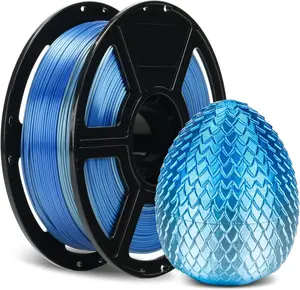 Flashforge  Blue to Silver Gradient,PLA Silk, Dual Color   Filament, , Smooth Color-Changing 3D Printer Filament 1kg (2.2lbs) Spool, 3D Printing Filament Easy to Use and Fits for Most FDM 3D Printers