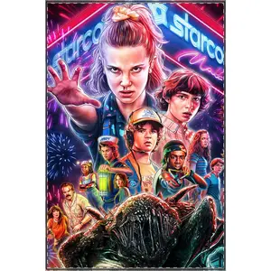 Stranger Things Poster Satin Poster | Retro 80s Sci-Fi Collage